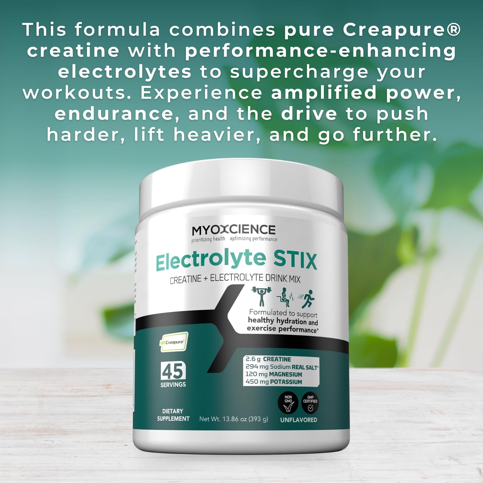 MYOXCIENCE Electrolyte STIX | Creatine Electrolyte Powder | Recovery from Exercise & Muscle Development w/Real Salt (Unflavored) (Jar 45 ct) MYOXCIENCE buy supplements Au