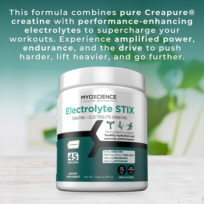 MYOXCIENCE Electrolyte STIX | Creatine Electrolyte Powder | Recovery from Exercise & Muscle Development w/Real Salt (Unflavored) (Jar 45 ct) MYOXCIENCE buy supplements Au