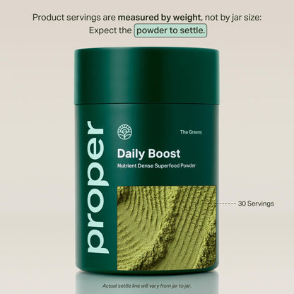 Proper, The Greens Daily Boost Organic Greens Powder. Whole Food, Apple Flavour Veggie Powder Superfood with Wheatgrass, Spirulina, Chlorella, Probiotics.