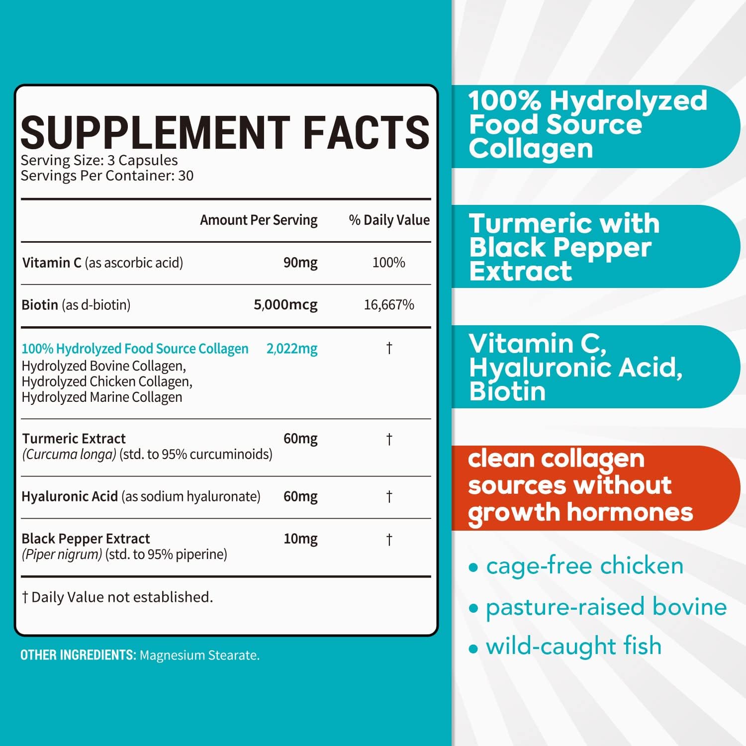 Surebounty Multi Collagen Complex, Type I, II, III, 6-in-1 Super Collagen with Vitamin C, Hyaluronic Acid, Biotin, Turmeric, Black Pepper, Keto, 90 Capsules Surebounty buy supplements Au