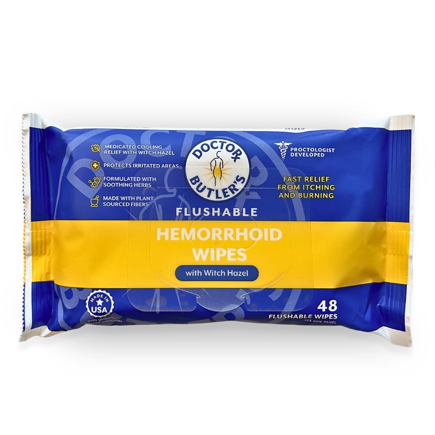 Doctor Butler's Flushable Hemorrhoid Wipes – Flushable Wipes with Witch Hazel to Soothe and Bring Relief from Discomfort Associated with Hemorrhoids (48 Wipes) Doctor Butler'sBuy Supplements Australia