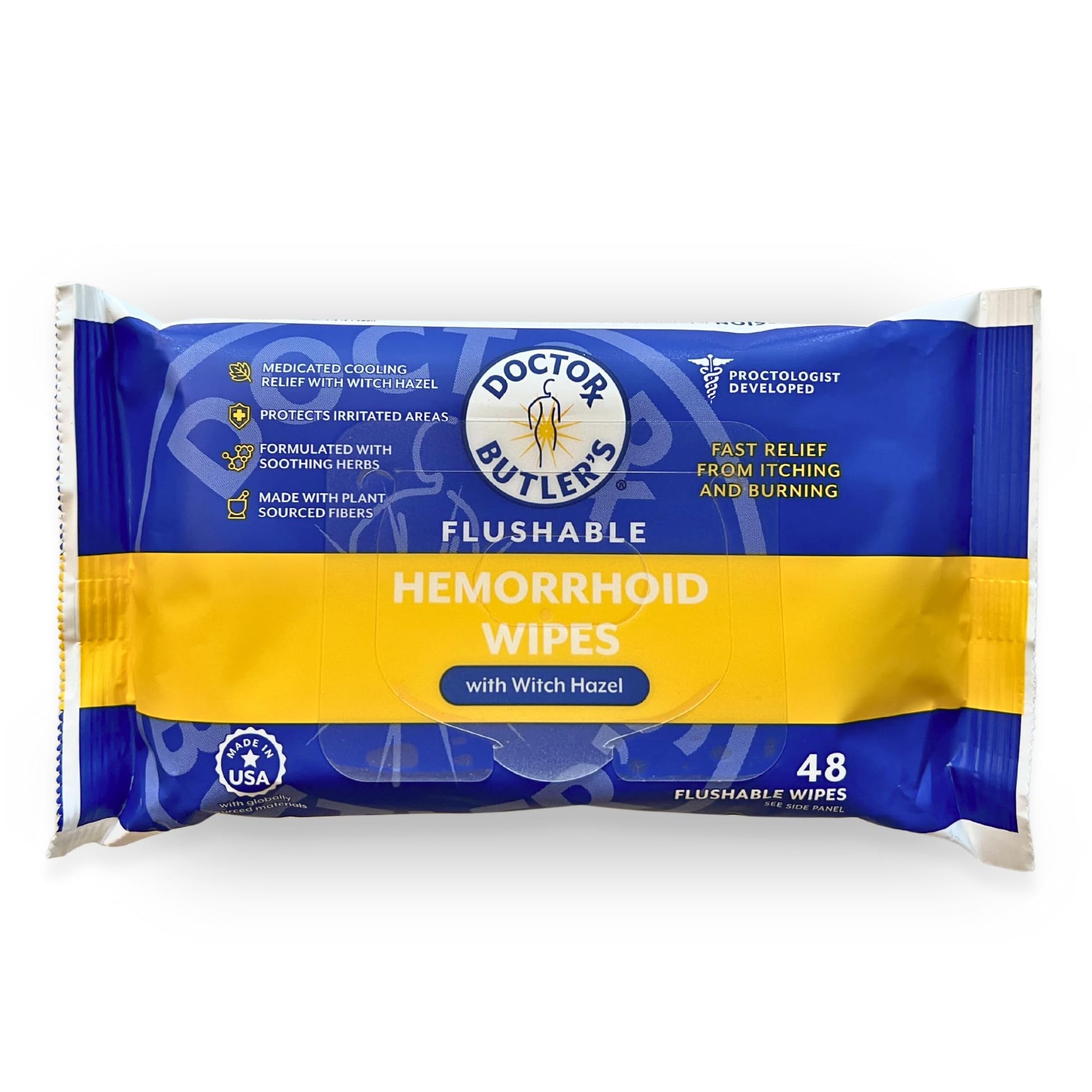 Doctor Butler's Flushable Hemorrhoid Wipes – Flushable Wipes with Witch Hazel to Soothe and Bring Relief from Discomfort Associated with Hemorrhoids (48 Wipes) Doctor Butler'sBuy Supplements Australia