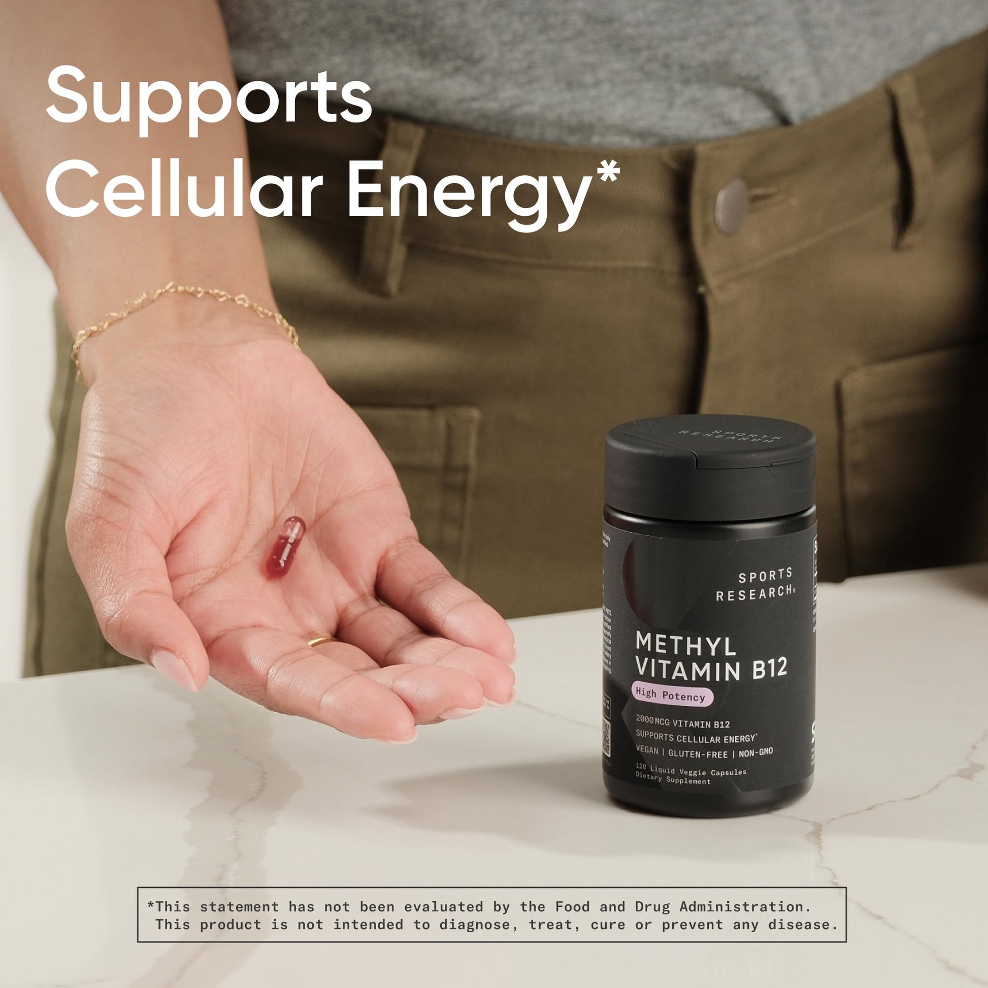 Sports Research® Vitamin B12 as Methylcobalamin 2000mcg - Plant Based B12 w/Coconut MCT Oil for Energy Metabolism Support - Vegan Certified · Non-GMO · Gluten Free - 120 Liquid Caps Sports Research buy supplements Au