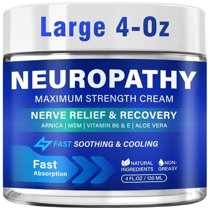 Neuropathy Nerve Relief Cream, Large 4 Oz, Nerve Savior for Neuropathy-Maximum Strength for Feet, Hands, Legs ＆ Toes, Neuropathy Cream with Arnica, Vitamin B6, Aloe Vera ＆ MSM, 120 ml TRPLKJEBuy Supplements Australia