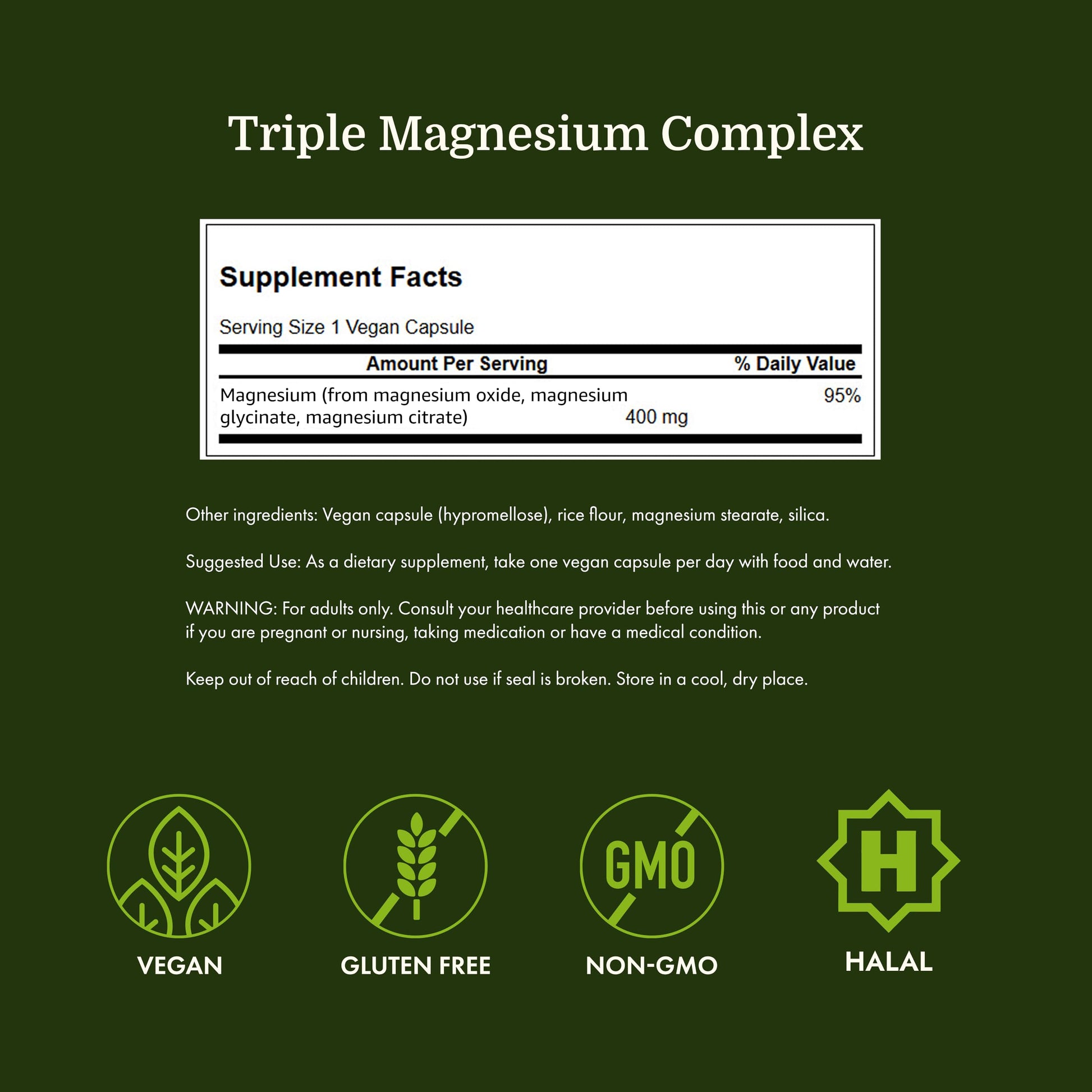 Swanson Triple Magnesium Complex - 100 Capsules, 400mg Each Swanson buy supplements Au