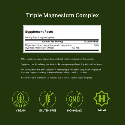 Swanson Triple Magnesium Complex - 100 Capsules, 400mg Each Swanson buy supplements Au