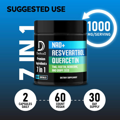 DEDICAD NAD.+ Supplement - Combined to Resveratrol, Quercetin, Berberine, Fisetin, TMG and Grape Seed - 60 Capsules DEDICAD buy supplements Au