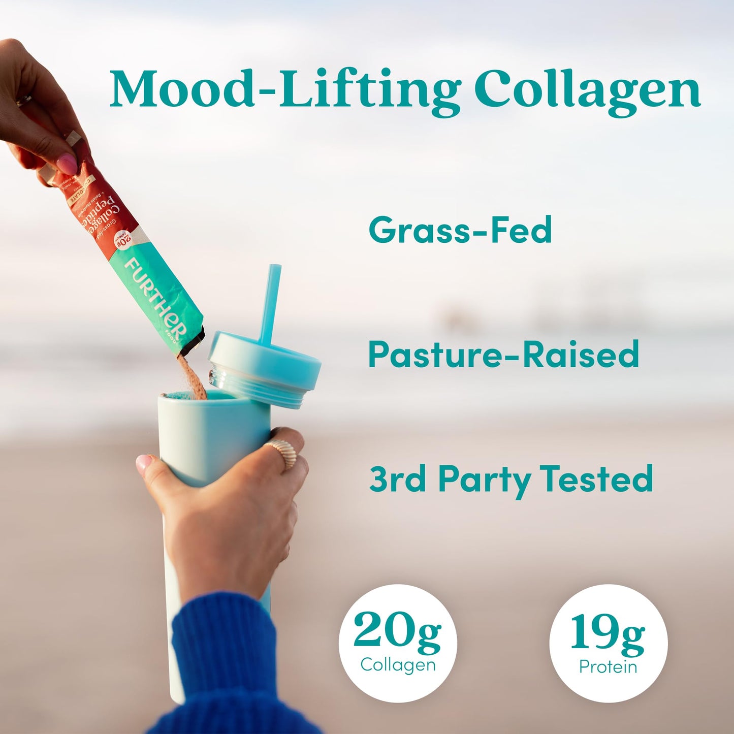Further Food Chocolate Collagen Peptides Powder with Reishi Mushroom - 100% Grass-Fed, Hydrolyzed Type 1 & 3, 20g of Collagen per Serving, Supports Skin, Hair, Nails & Joints, Stick Packs, 9.74 Oz Further Food buy supplements Au