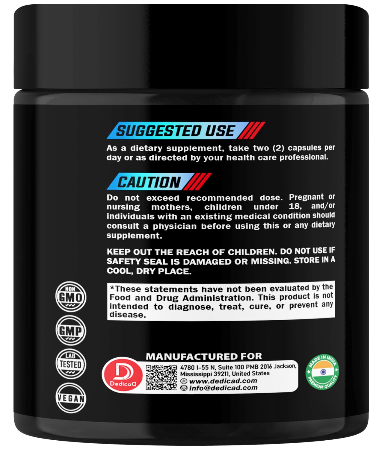 DEDICAD NAD.+ Supplement - Combined to Resveratrol, Quercetin, Berberine, Fisetin, TMG and Grape Seed - 60 Capsules DEDICAD buy supplements Au