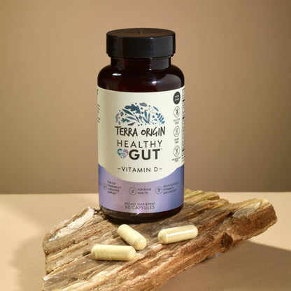 TERRA ORIGIN Healthy Gut with Vitamin D 5000 IU | 60 Capsules | Gut Health Supplements for Men and Women | Supports Digestion and Gas