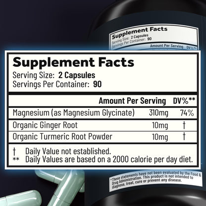 Magnesium Glycinate Capsules with Organic Turmeric and Ginger - 180 Vegan Capsules for Sleep, Relaxation, Muscle Cramps and Immune Support Holistic MethodBuy Supplements Australia