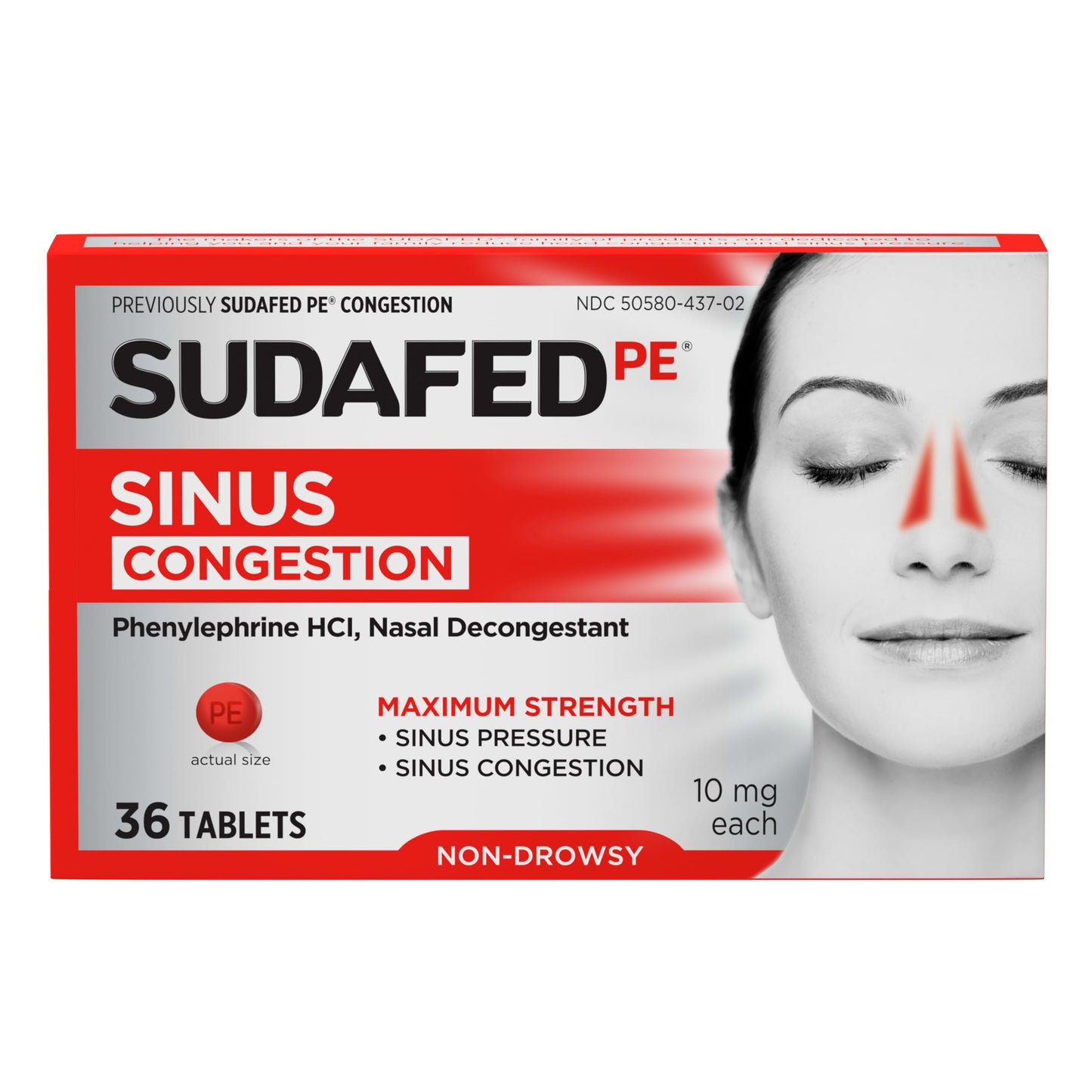Sudafed PE Sinus Congestion Relief Tablets, Maximum Strength, Non-Drowsy 10 mg Phenylephrine HCI Decongestant for Sinus Pressure & Nasal Congestion Relief, Due to Cold or Allergies, 36 ct Sudafed buy supplements Au