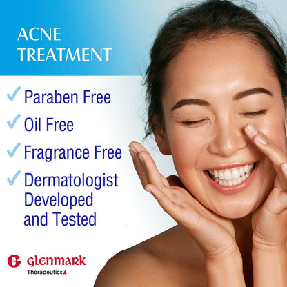 Glenmark Therapeutics Adapalene Gel 0.1% Acne Treatment, Paraben Free Topical Retinoid Cream for Face