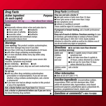 Amazon Basic Care Rapid Release Acetaminophen Caplets 500 mg, Extra Strength Pain Reliever and Fever Reducer for Headache, Backache, Menstrual Pain, Arthritis Pain, 400 Count Amazon Basic CareBuy Supplements Australia