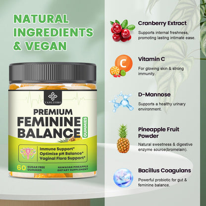YANLUOBO Feminine Balance Probiotic Gummies - Women's Vaginal Health Support | PH Balance & Odor, Flora, Immune Support | Probiotics for Women, Vegan Pineapple Flavor, 60 Count YANLUOBOBuy Supplements Australia