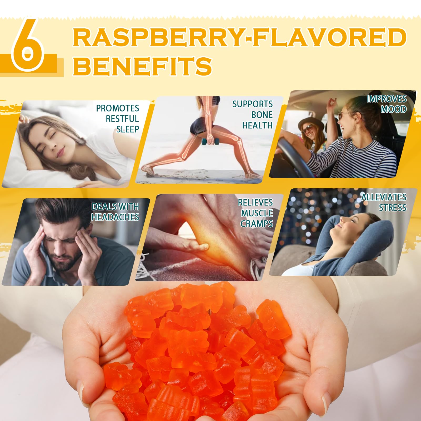 Magnesium Glycinate Gummies 1000mg - Sugar Free Magnesium Potassium Supplement with Vitamin D, B6, CoQ10 for Calm Mood & Sleep Support - 60 Orange Gummies ElevateLifeBuy Supplements Australia