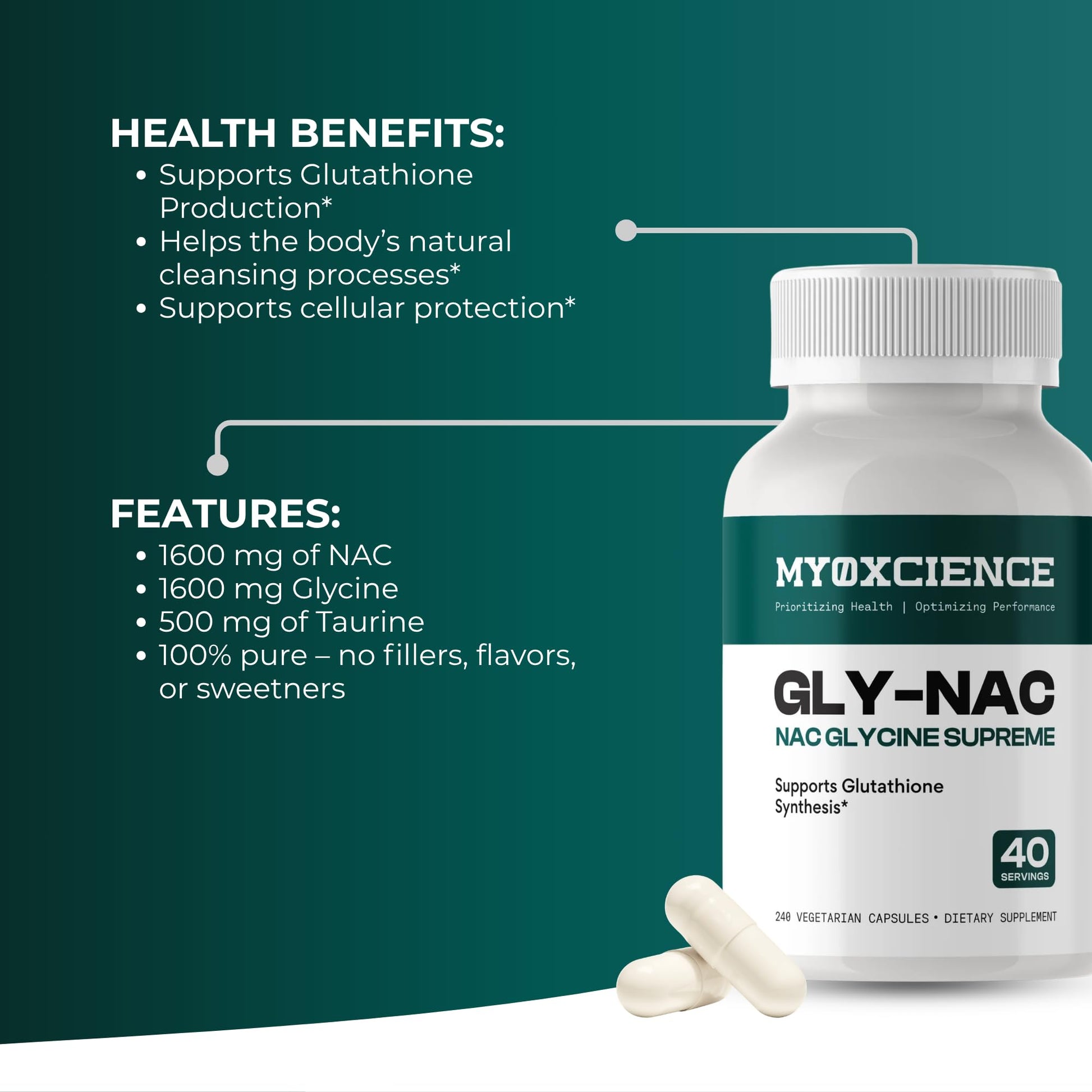 MYOXCIENCE NAC Supreme Capsules | 1.6 G N-Acetyl-L-Cysteine per Serving | 40 Servings MYOXCIENCE buy supplements Au