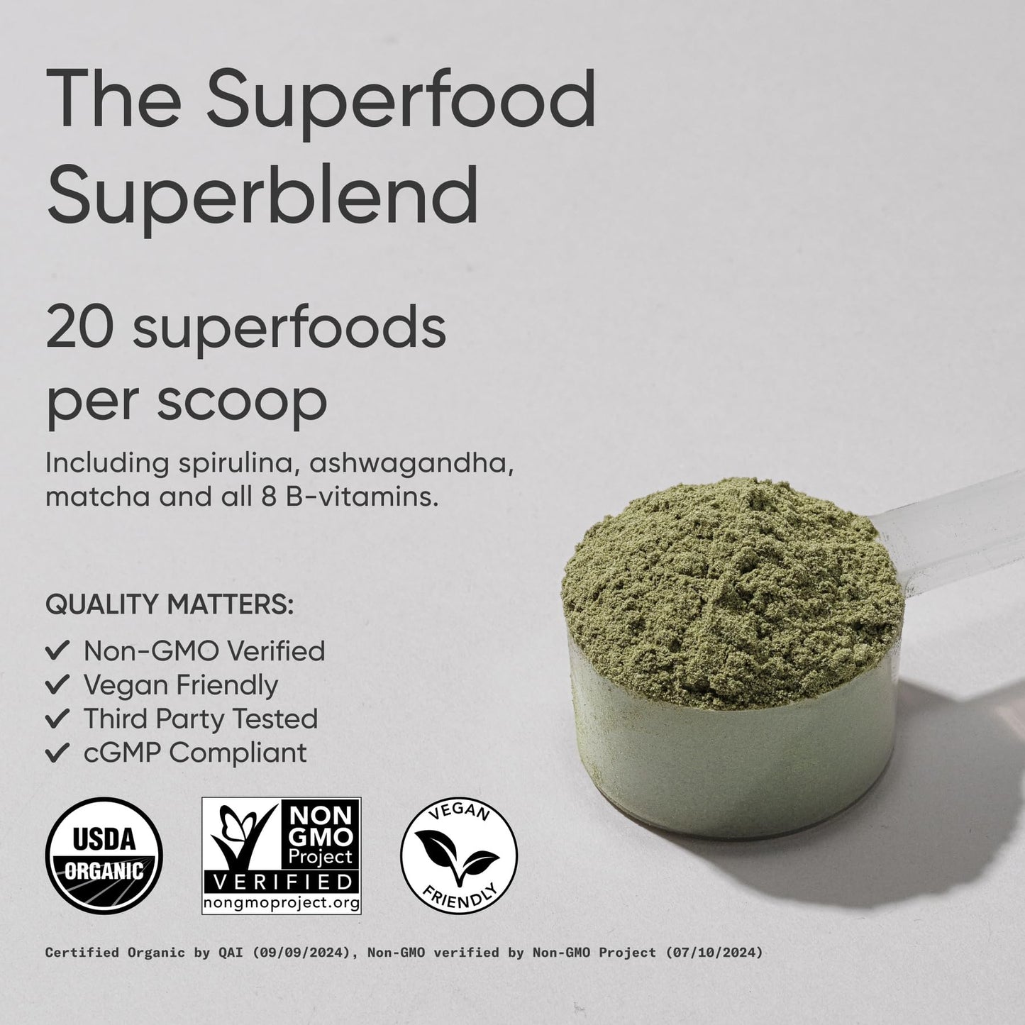 Sports Research® Organic Greens Superfood Powder w/Spirulina & Chlorella, Adaptogens, Enzymes, Probiotics & 8 VIT Bs for Gut & Mood Support* - Vegan, Sugar-Free & Low-Cal Original 20 Servings Sports Research buy supplements Au