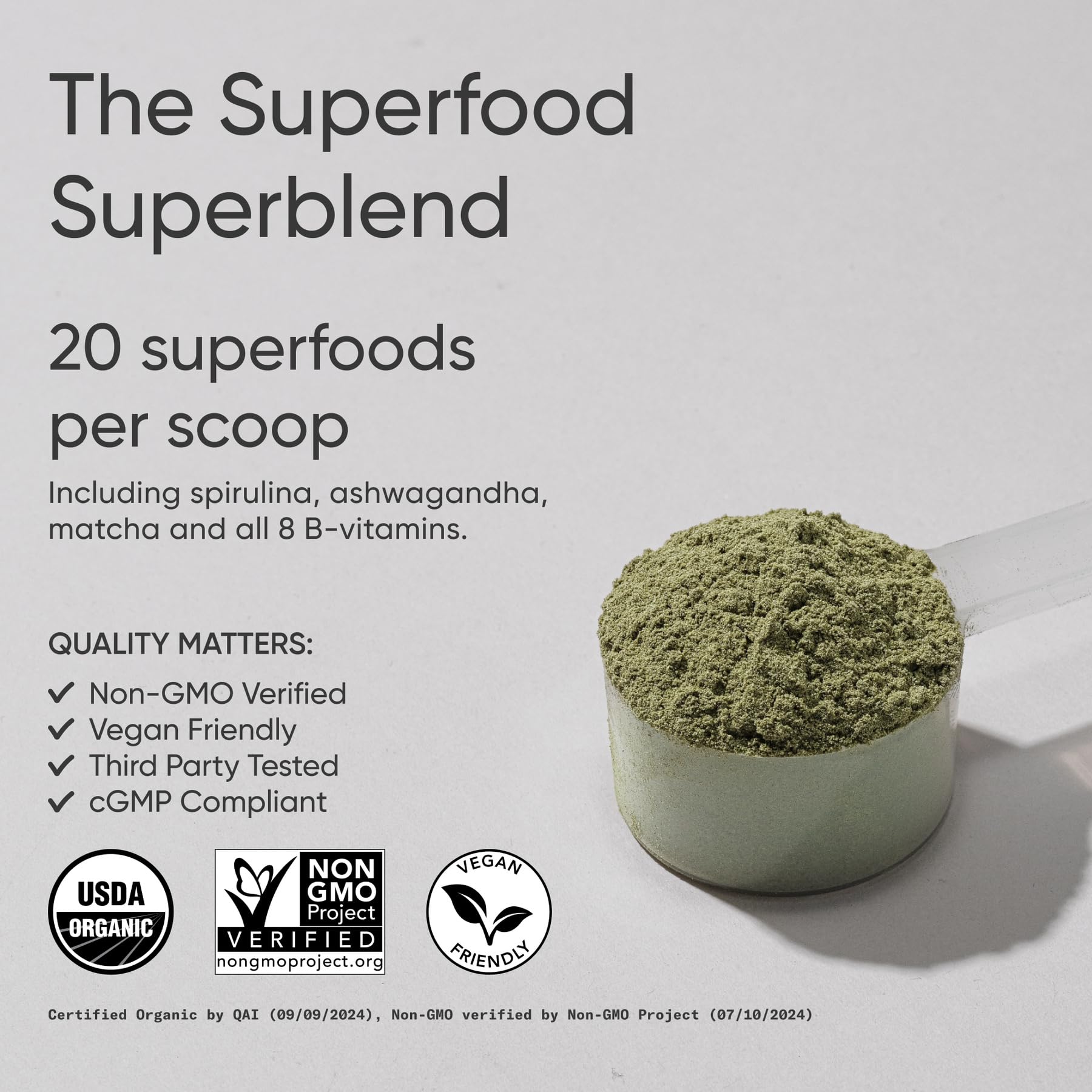 Sports Research® Organic Greens Superfood Powder w/Spirulina & Chlorella, Adaptogens, Enzymes, Probiotics & 8 VIT Bs for Gut & Mood Support* - Vegan, Sugar-Free & Low-Cal Original 20 Servings Sports Research buy supplements Au
