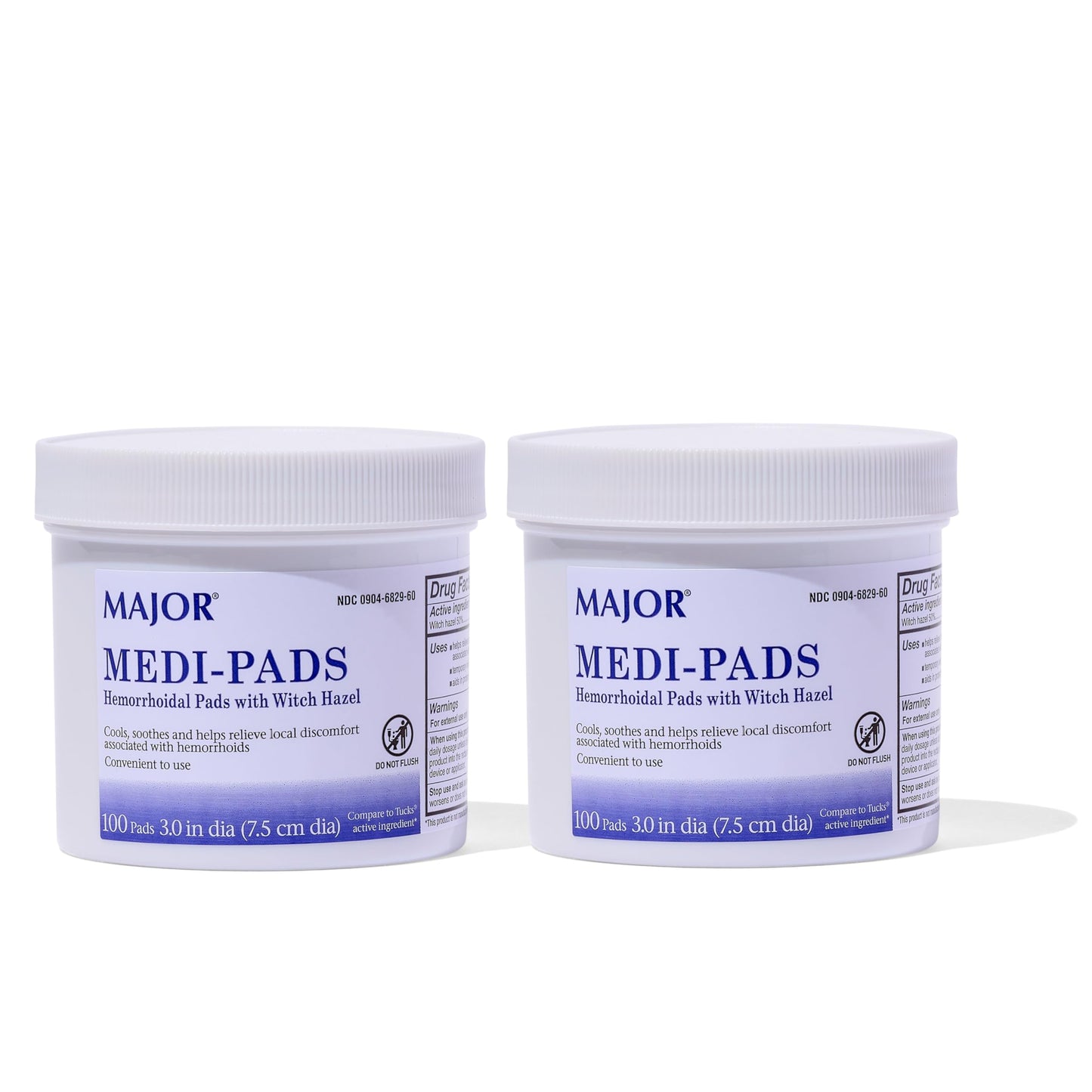 MAJOR Medi-Pads - Hemorrhoidal Hygienic Cleansing Witch Hazel Pads - Cooling Relief with Aloe - 100 Count Jar (2 Pack) MAJORBuy Supplements Australia