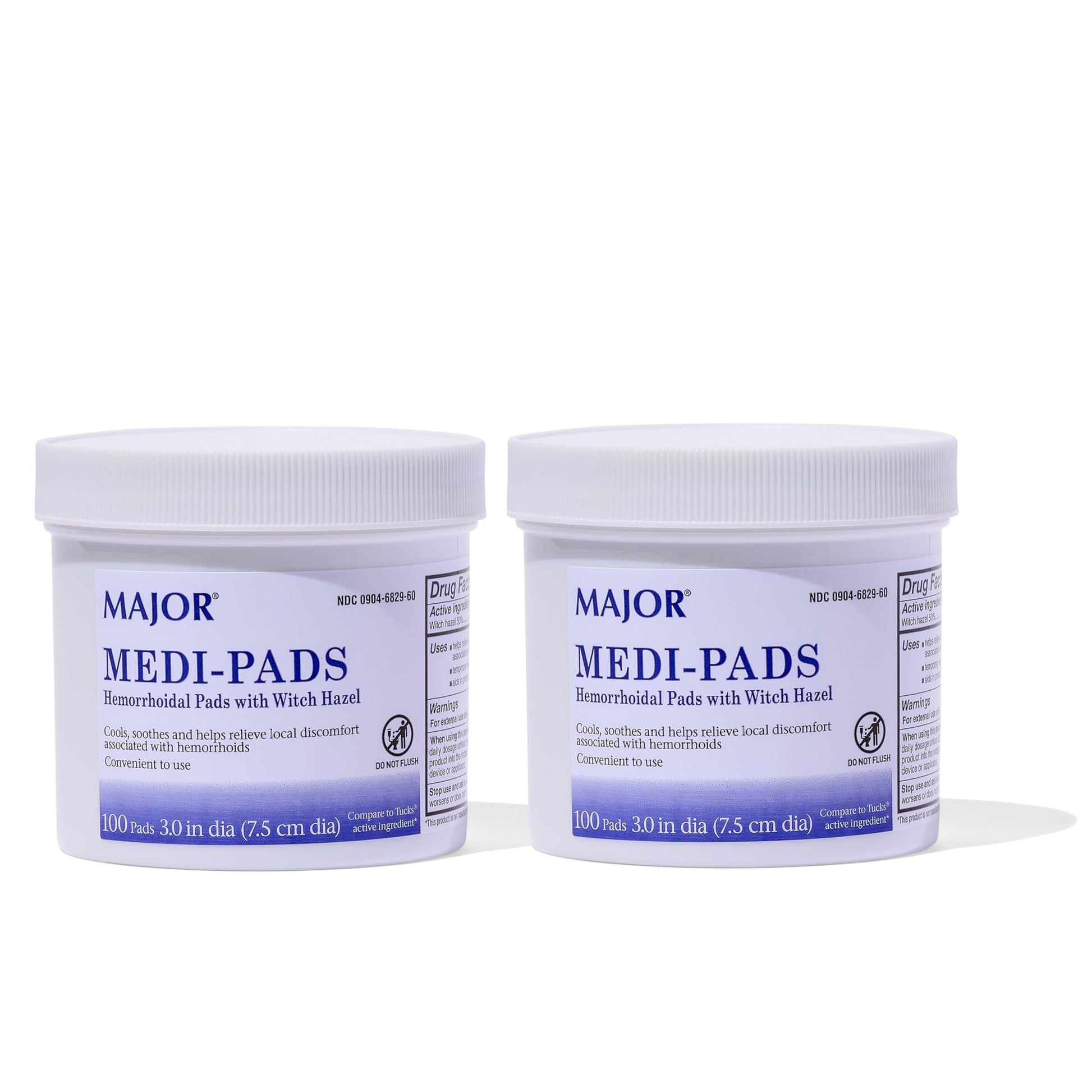 MAJOR Medi-Pads - Hemorrhoidal Hygienic Cleansing Witch Hazel Pads - Cooling Relief with Aloe - 100 Count Jar (2 Pack) MAJORBuy Supplements Australia