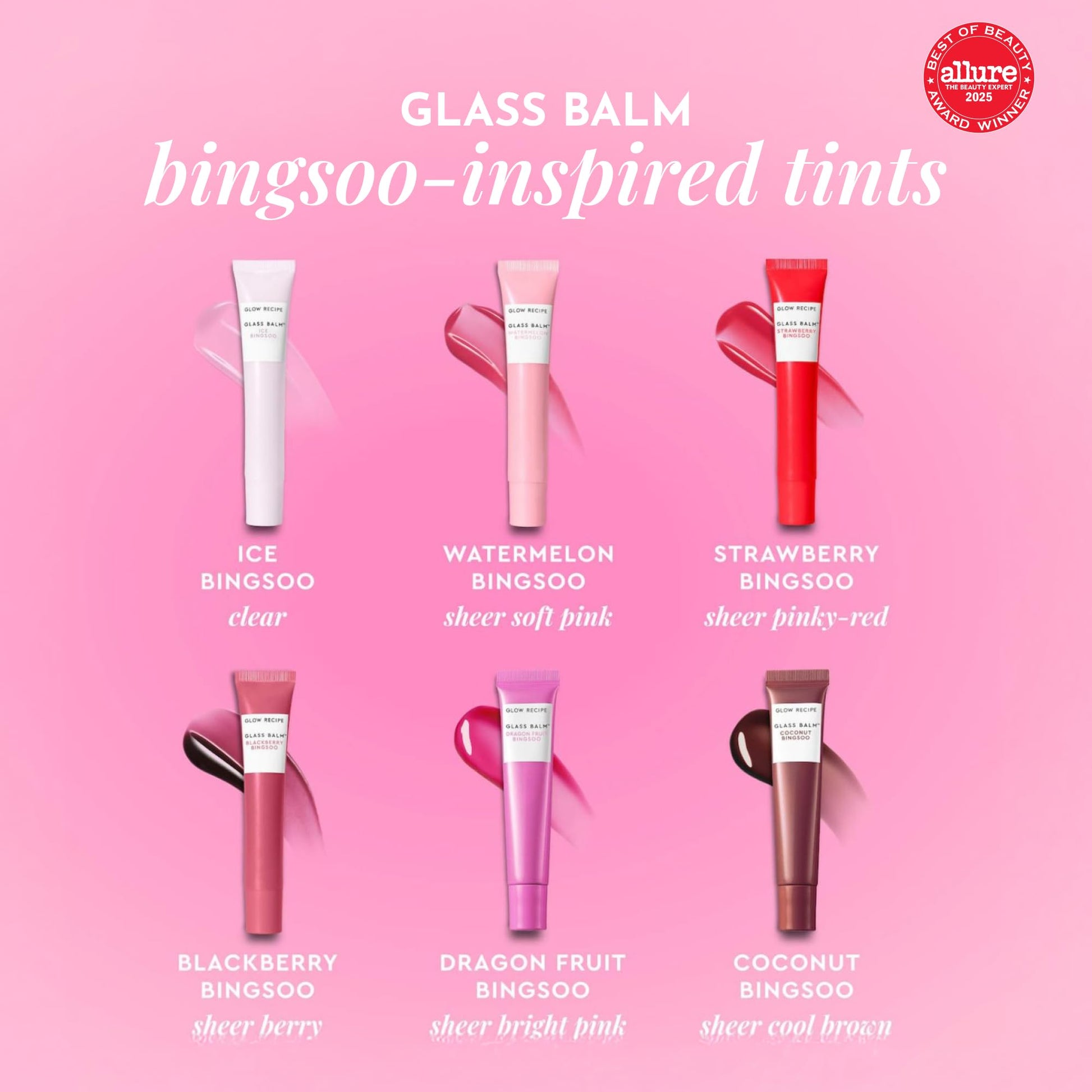 Glow Recipe Glass Balm Lip Treatment - 12Hr Hydrating Lip Balm & Moisturizer with Hyaluronic Acid to Smooth, Plump & Protect from Dryness - Sheer Soft Pink Tint, Watermelon Bingsoo (15 ml) Glow RecipeBuy Supplements Australia