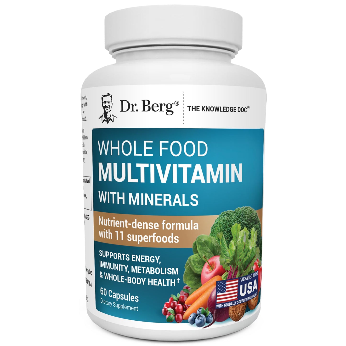 Dr. Berg Whole Food Multivitamin with Minerals - Daily Multivitamin for Men and Women - Includes Premium Whole Food Fruits and Vegetable Blend with Folate