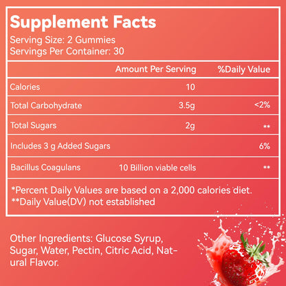 SmildeHeal Probiotic Gummies for Digestive Health - 10 Billion CFU Bacillus Coagulans - Vegan & Non-GMO - Immune & Digestive Support for Men & Women