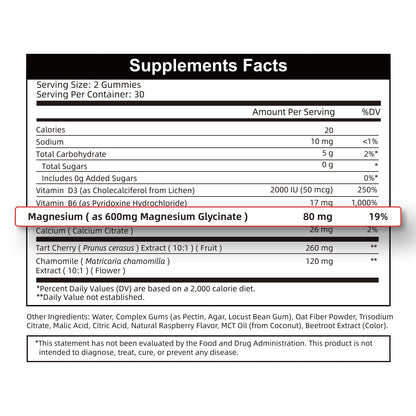 2pack Magnesium Glycinate Gummies 600mg for Sleep & Calm, Sugar Free Magnesium Gummies for Adults with Vitamin D3, Tart Cherry & Chamomile,Clump-Resistant Formula, Third-Party Tested, 120 Count AlliwiseBuy Supplements Australia