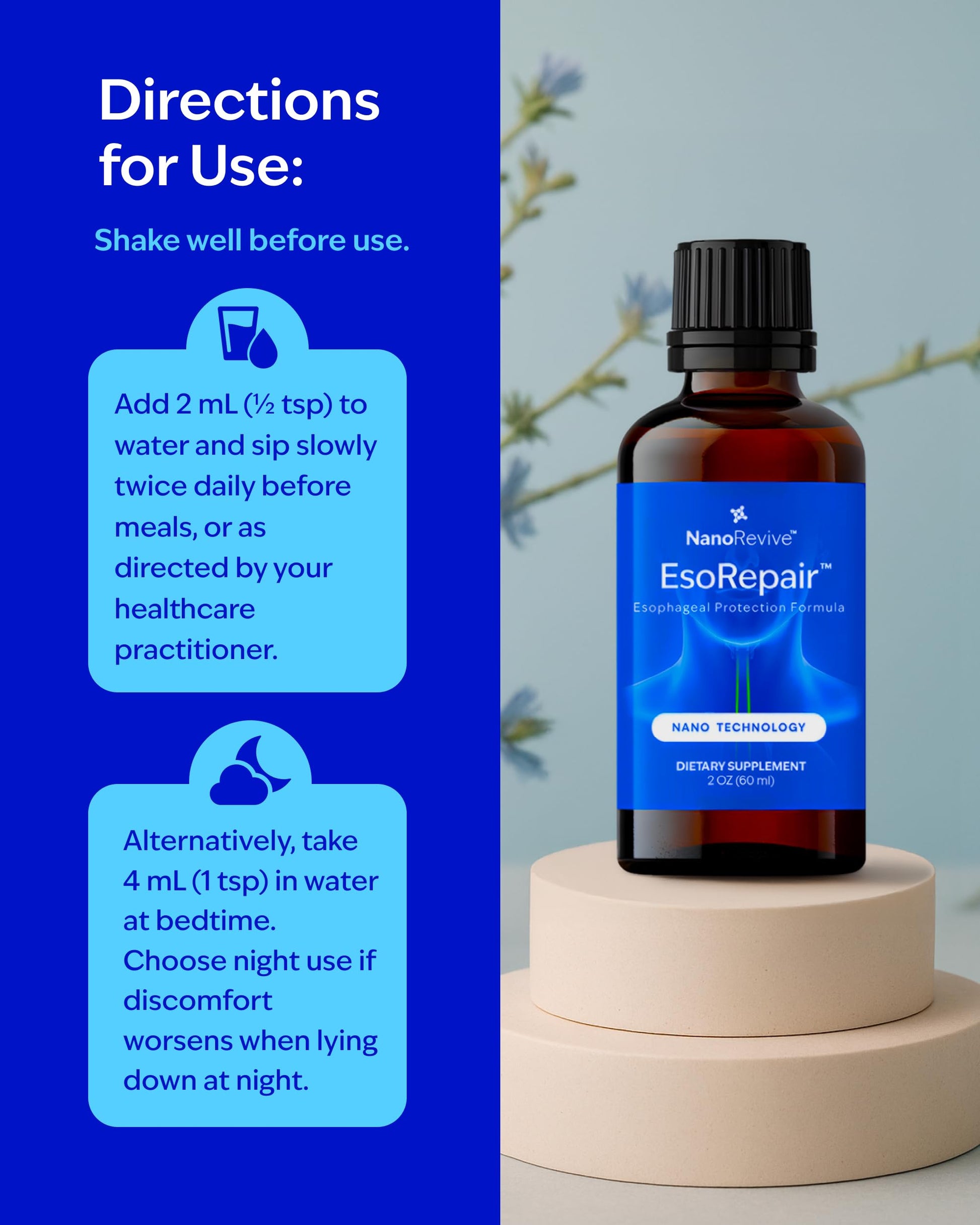 EsoRepair Nano Esophageal & Stomach Health Supplements for Men & Women - Digestive Comfort - Slippery Elm Bark, Zinc L-Carnosine & Aloe Vera Extract - Non-GMO & Dairy Free NANOREVIVE buy supplements Au