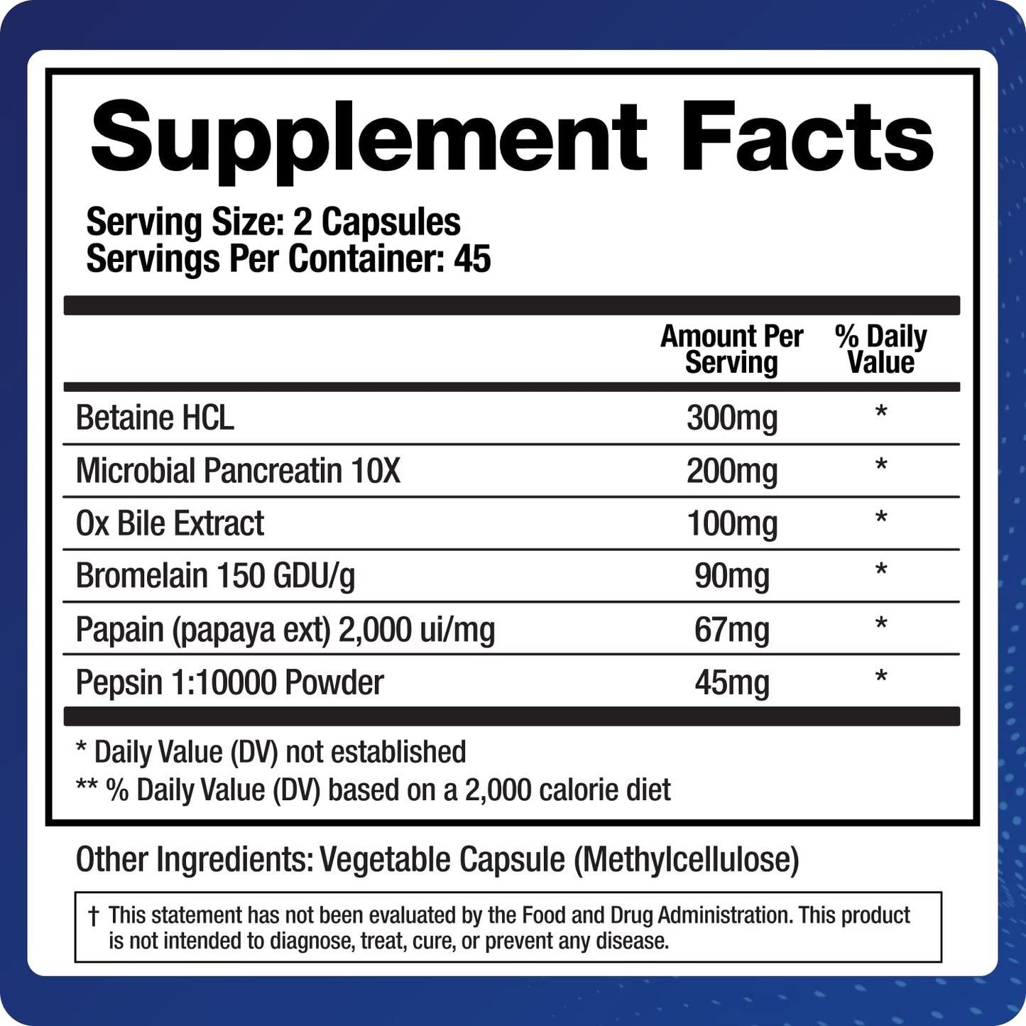Digestive Enzymes Supplement (90 Capsules) Support Digestion - with Purified Bile, Pancreatin, Plant Enzymes, Ox Bile, Betaine HCL