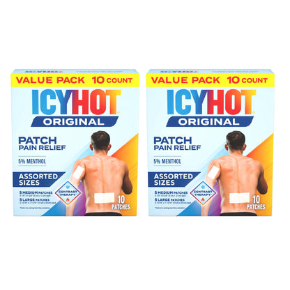 Icy Hot Original Pain Relief Patch Variety Pack with 5% Cooling Menthol for Fast-Acting Muscle and Joint Pain Relief, 5 Medium and 5 Large Comfortable Fabric Patches, 10 Ct., 2 pk Icy HotBuy Supplements Australia