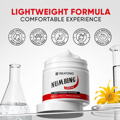 Treatonic Numbing Cream: Extra Strength Numbing Cream for Discomfort, Burning, Itching, & After Sun - Maximum Strength Topical Anesthetic with Menthol & Emu Oil for Toes Feet Hands Legs Arms – 1.7oz TreatonicBuy Supplements Australia
