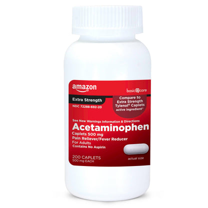 Amazon Basic Care Extra Strength Pain Relief, Acetaminophen Caplets, 500 mg, 200 Count Amazon Basic Care buy supplements Au