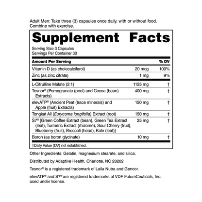 Nugenix Total-T2 - Nitric Oxide Booster for Men, Tesnor, S7, ElevATP, Tongkat, Citrulline, Nitric Oxide and Testosterone Supplement for Men (90 Count)