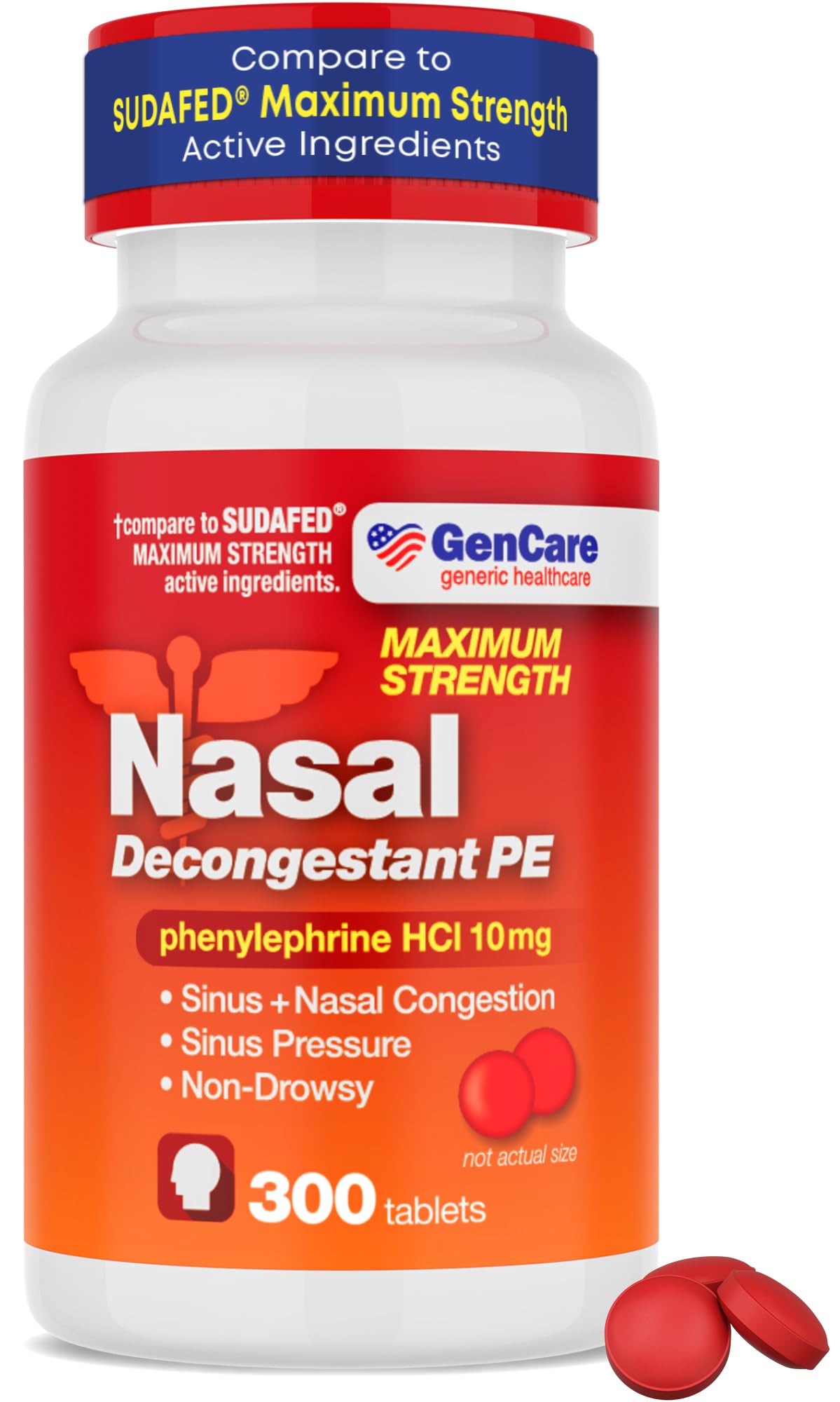 GenCare Nasal Decongestant PE – Phenylephrine HCl 10mg Tablets (Bulk 300 Count) Non-Drowsy Sinus Pressure Relief & Nasal Congestion Relief, Stuffy Nose Decongestants for Adults – Compare to Sudafed PE GenCare buy supplements Au