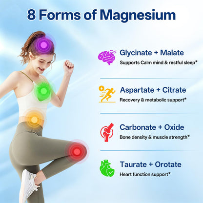 8 in 1 Magnesium Complex Capsules 1000mg for Women and Men - Highly Absorbable Magnesium Supplement Supports Muscle Relaxation Sleep & Energy | NSF Certified, GMP, Gluten Free, Vegan Oopeatol buy supplements Au