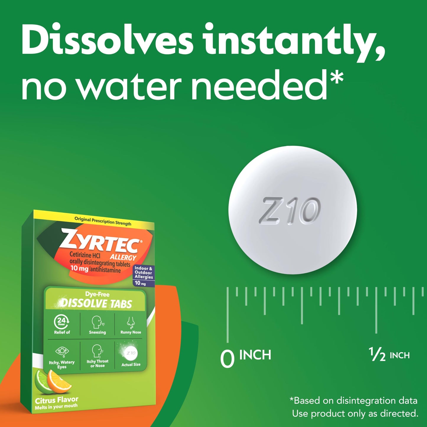 Zyrtec 24 Hour Dye-Free Allergy Relief Dissolve Tablets with 10 mg Cetirizine HCl, Citrus Flavored Antihistamine Allergy Medicine Helps Relieve Sneezing, Runny Nose, & Itchy Eyes, 24 ct Zyrtec buy supplements Au