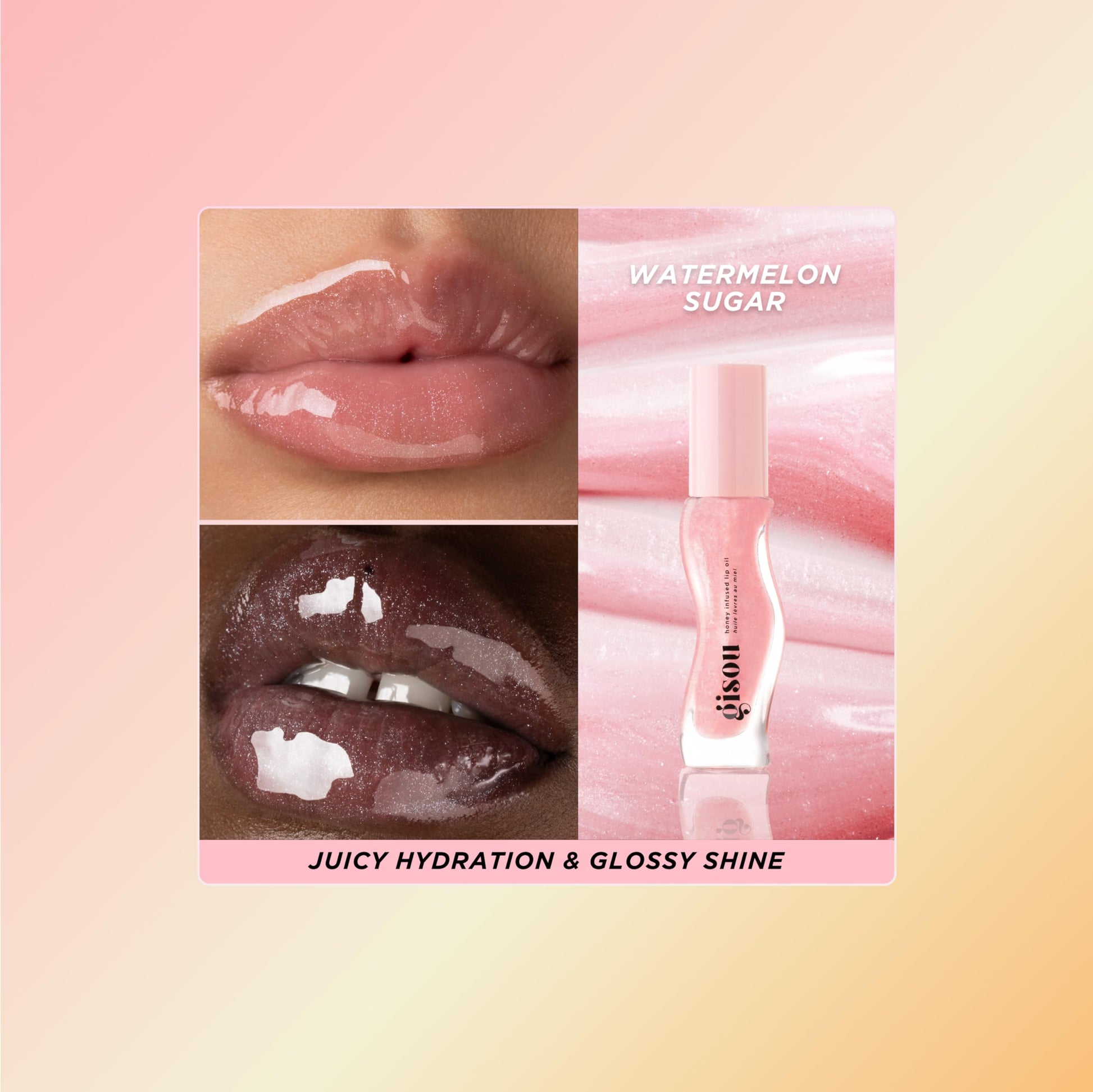 Gisou Honey Infused Hydrating Lip Oil, Nourishing Lip Moisturizer for Dry Lips (Watermelon Sugar) GisouBuy Supplements Australia
