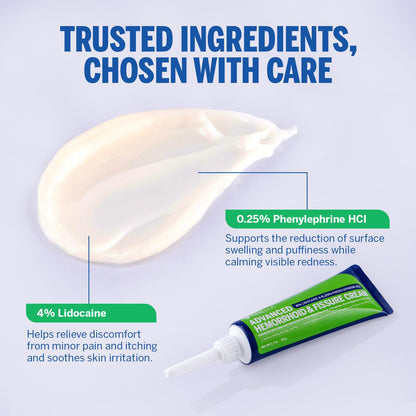 Hemorrhoid Treatment Fissure Lidocaine Cream: Advanced Numbing Ointment with Phenylephrine HCI - Fast Acting Natural Strength Soothing Relief of Pain Swelling Discomfort Itching (1.7 Oz, Witch Hazel) AriellaBuy Supplements Australia