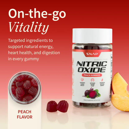 Snap Supplements Nitric Oxide Beet Root Gummies Supplement with Organic Beets - Energy & Circulation Support, 60 Sugar-Free Gummies (30 Servings, 1 Month Supply), Peach Snap Supplements buy supplements Au
