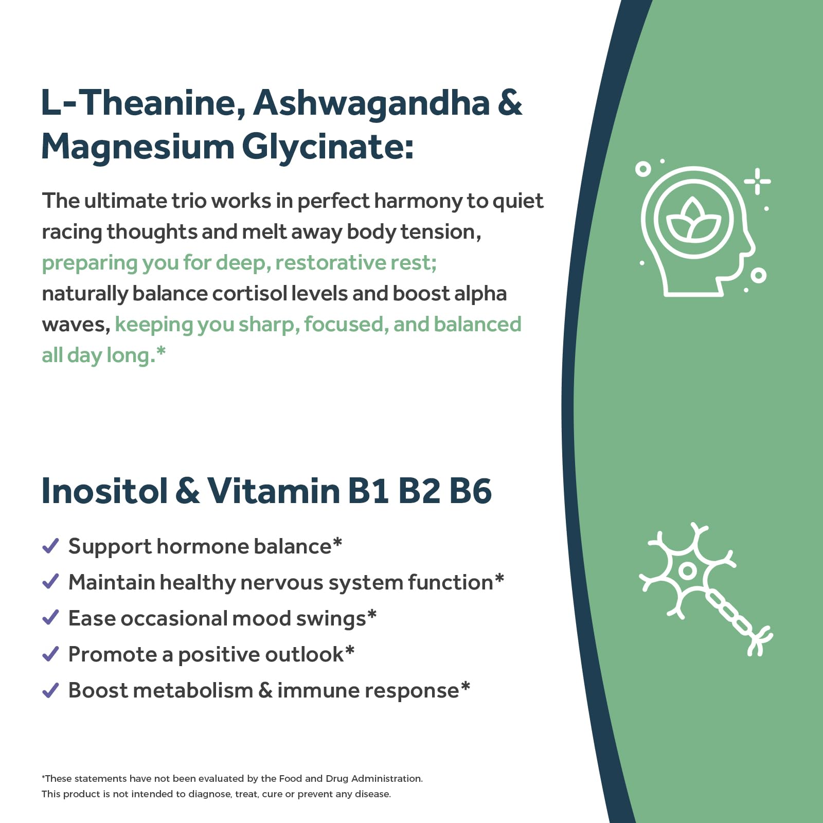 Doctor's Recipes L-Theanine 200 mg, Magnesium Glycinate, Ashwagandha, Inositol, Vitamin B6 B1 B2, Calm Relaxation Mood Cortisol Manager Nerve Focus Sleep Aid Quality No Drowsiness, Vegan, 90 Capsules Doctor's RecipesBuy Supplements Australia