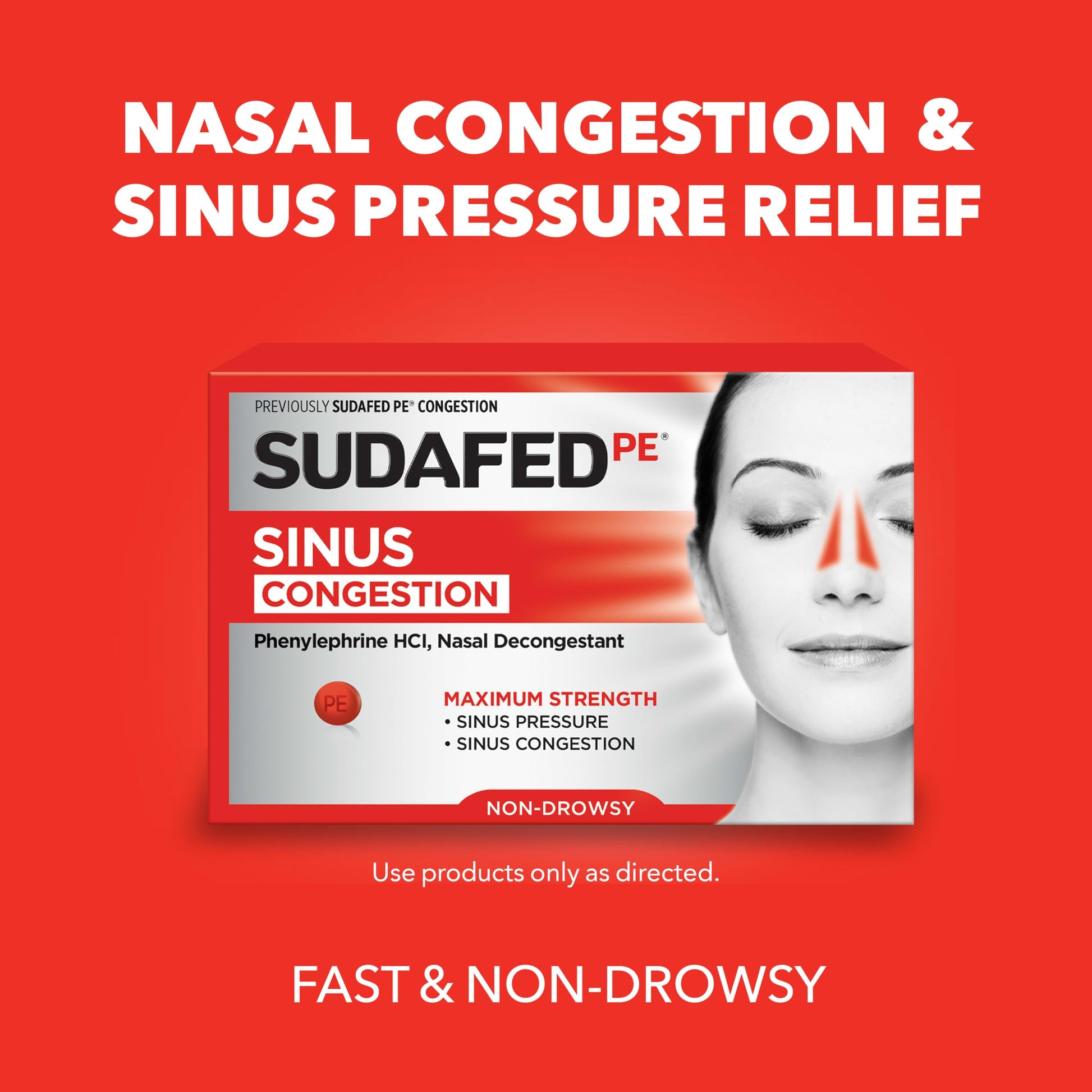 Sudafed PE Sinus Congestion Relief Tablets, Maximum Strength, Non-Drowsy 10 mg Phenylephrine HCI Decongestant for Sinus Pressure & Nasal Congestion Relief, Due to Cold or Allergies, 36 ct Sudafed buy supplements Au