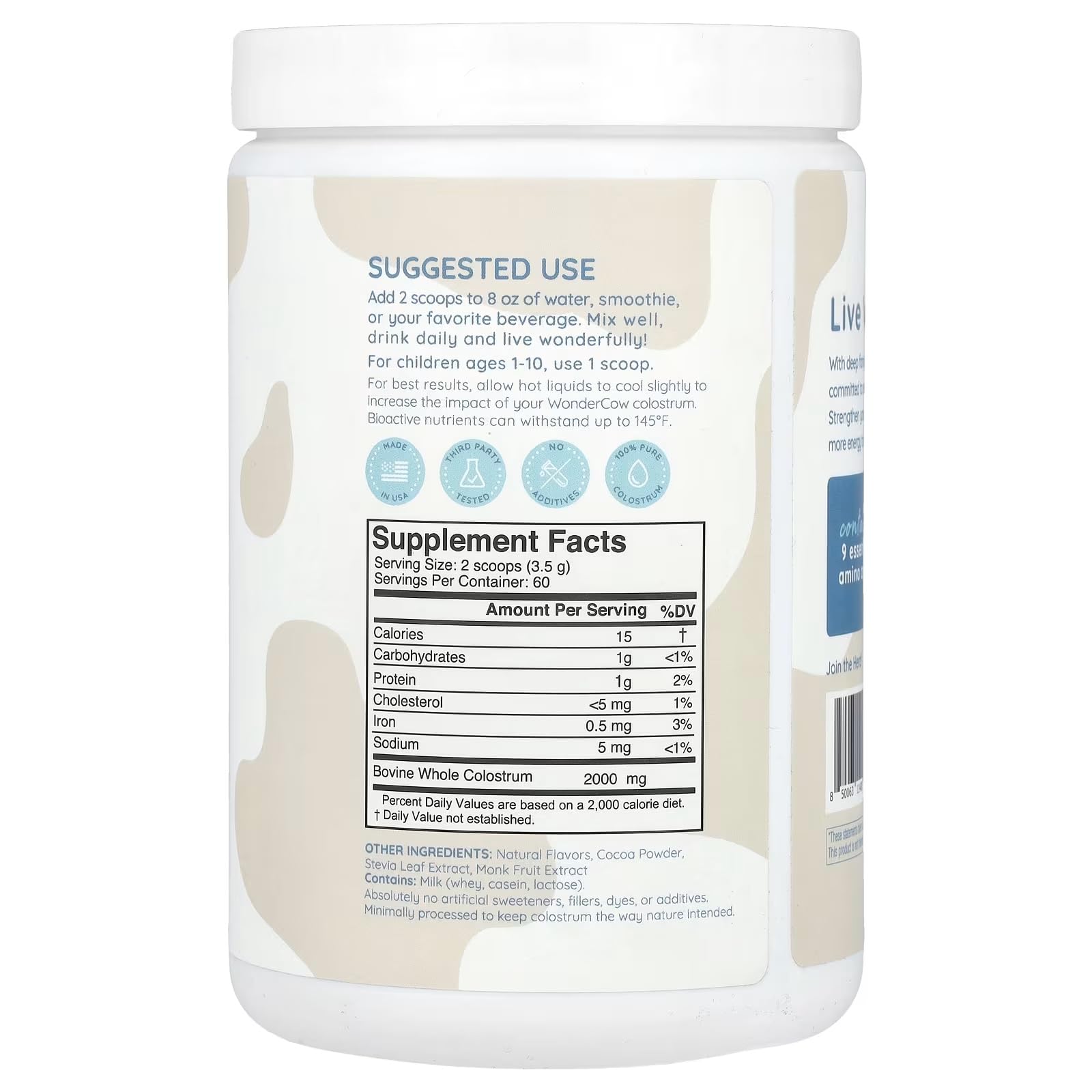 WONDERCOW Colostrum Supplement Powder for Gut Health, Immune Support & Wellness | Natural IgG Pure Whole Bovine Colostrum Superfood, Chocolate, 60 Servings WONDERCOWBuy Supplements Australia