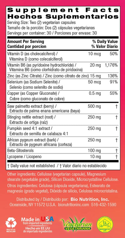 Bio Nutrition Prostate Wellness with Pumpkin Seed Extract 60 Capsules Bio NutritionBuy Supplements Australia
