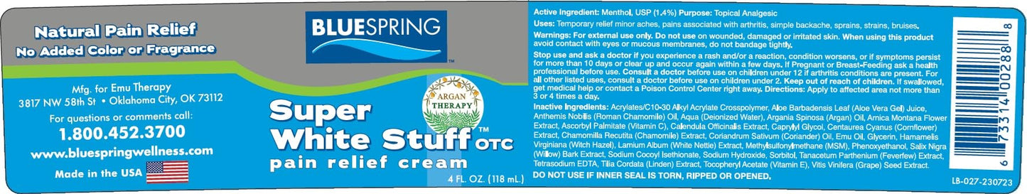 Back Pain Relief Cream with Emu Oil - Super White Stuff Natural Pain Reliever -Topical Cream for Muscle and Joint Pain Relief - Experience Sore Muscle Relief in 5 Minutes - 4 oz Emu TherapyBuy Supplements Australia