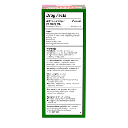 Zyrtec Children's Liquid, Kid's Antihistamine Syrup, Dye-, Sugar-, and Alcohol-Free, Pleasant Bubble Gum Flavor, Contains Cetirizine HCl Suitable for Ages 2 Years and Up, 4 fl oz Bottle Zyrtec buy supplements Au