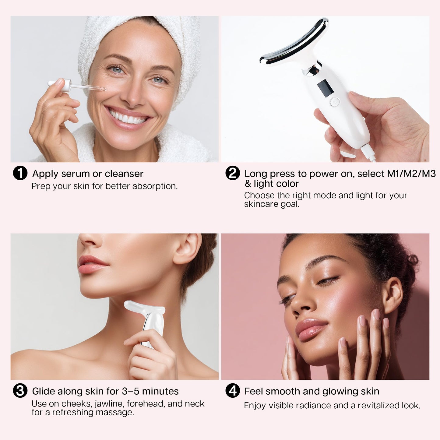 VRAIKO Lilac 7-in-1 Beauty Massager for Face and Neck - Jawline Lifting & Firming - Face Lymphatic Drainage Massager for Anti Aging Wrinkle, Forehead Lines, and Dark Circles, White VRAIKO buy supplements Au