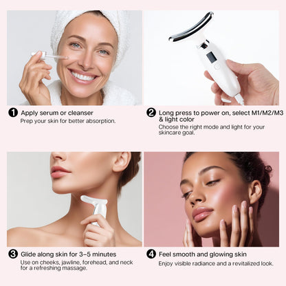 VRAIKO Lilac 7-in-1 Beauty Massager for Face and Neck - Jawline Lifting & Firming - Face Lymphatic Drainage Massager for Anti Aging Wrinkle, Forehead Lines, and Dark Circles, White VRAIKO buy supplements Au