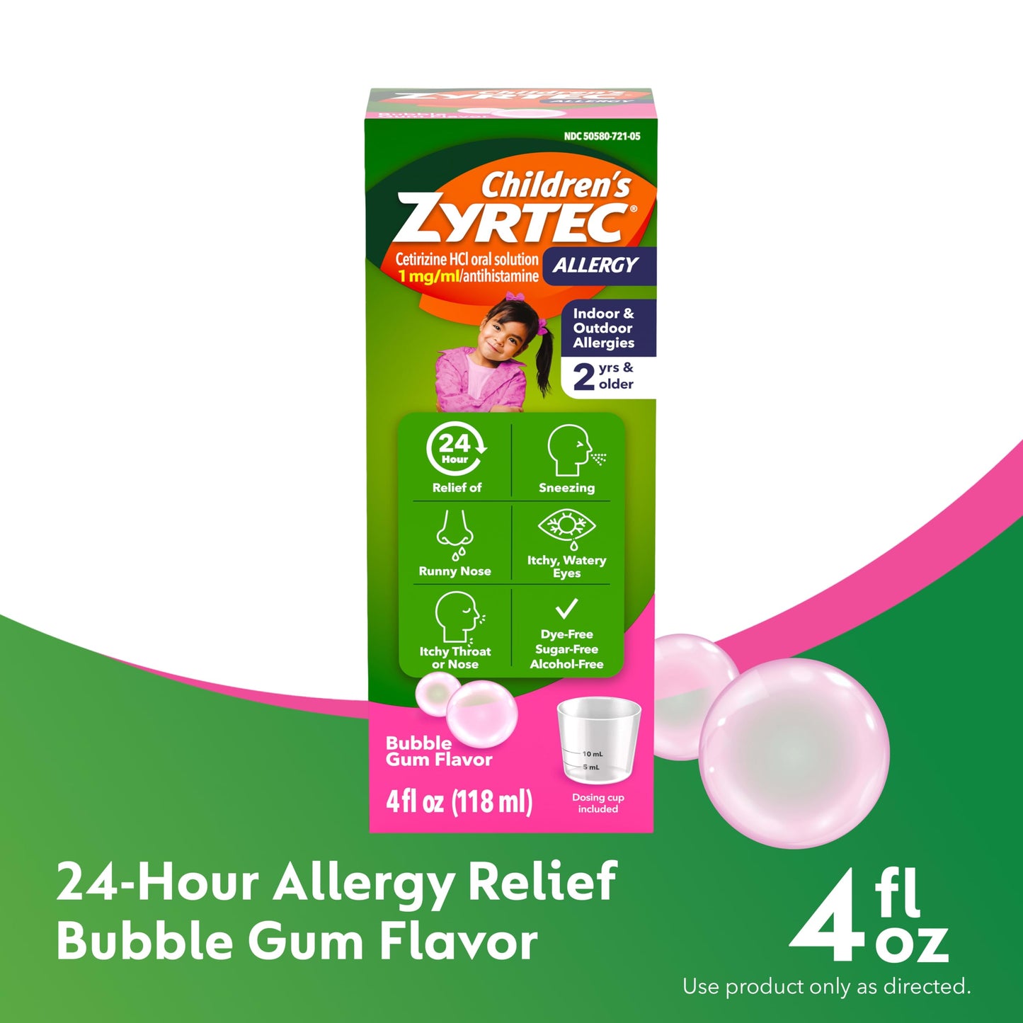 Zyrtec Children's Liquid, Kid's Antihistamine Syrup, Dye-, Sugar-, and Alcohol-Free, Pleasant Bubble Gum Flavor, Contains Cetirizine HCl Suitable for Ages 2 Years and Up, 4 fl oz Bottle Zyrtec buy supplements Au